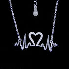 Cute Chinese Shape Cz Stone Necklace / 925 Silver Party Necklace For Young People
