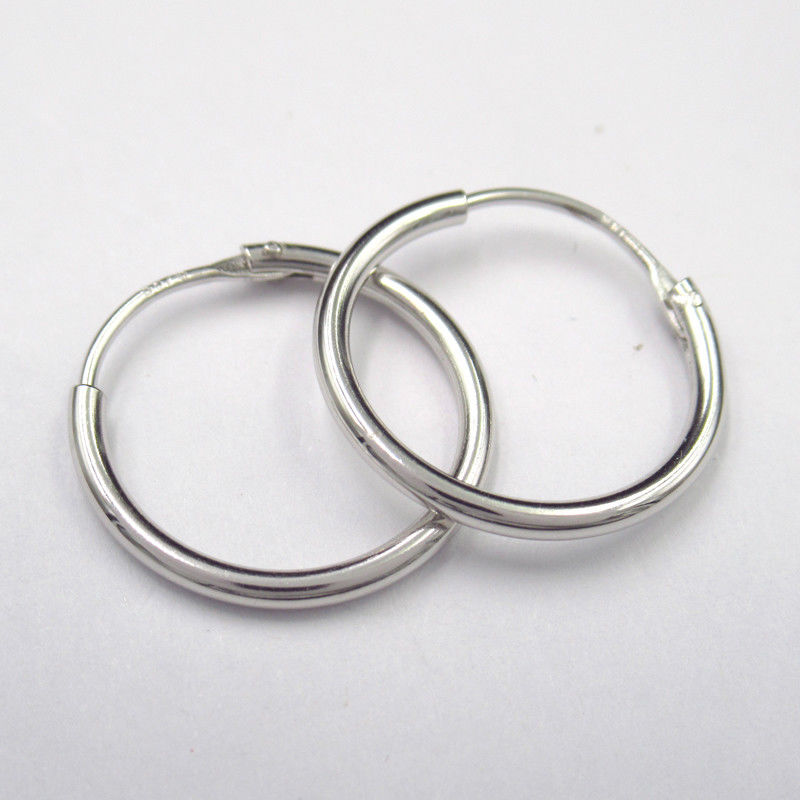 Sterling Silver 925 Rhodium Plated  Hoop Earring