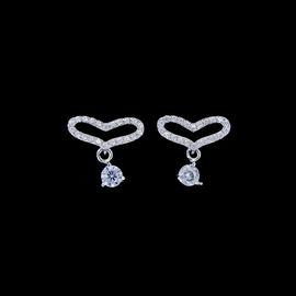 Half Sterling Silver Hoop Earrings / Charm Silver Stud Earrings Jewelry Display